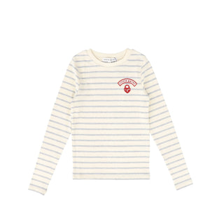 Grey and Ivory Wide Striped Long Sleeve Tee