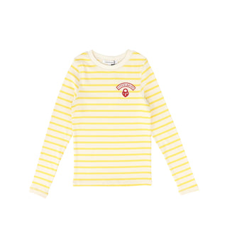 Yellow and Ivory Wide Striped Long Sleeve Tee