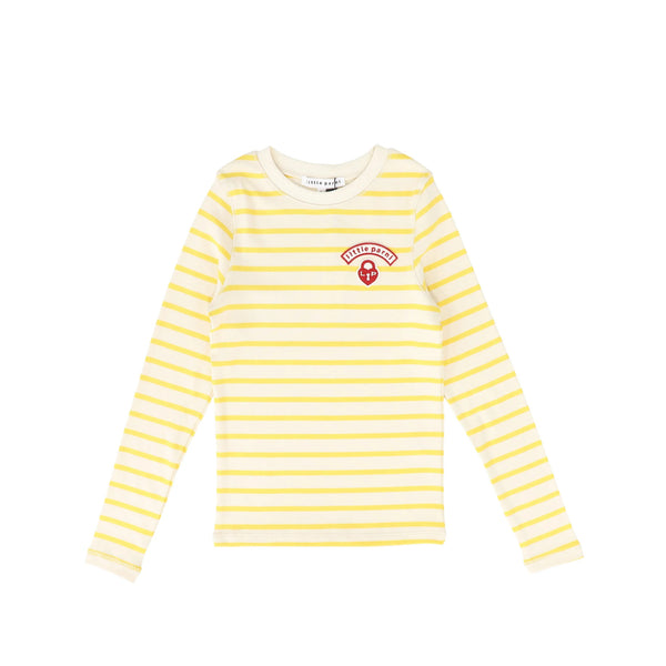 Yellow and Ivory Wide Striped Long Sleeve Tee