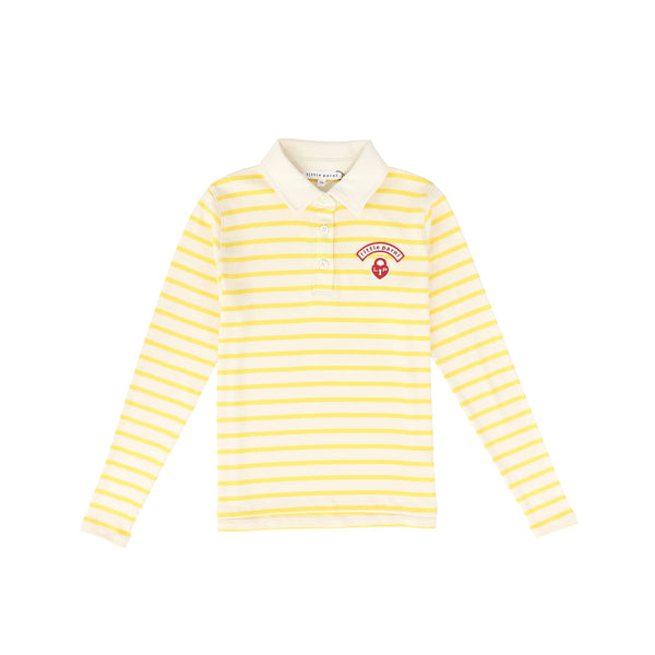 Yellow and Ivory Wide Striped Teen Polo