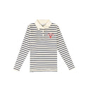 Navy and Ivory Wide Striped Teen Polo