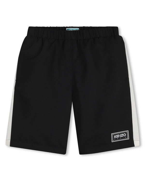 Black with White Trim Swim Trunk