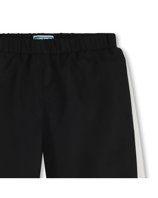 Black with White Trim Swim Trunk