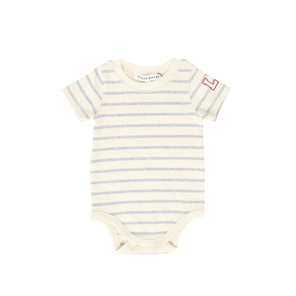 Grey and Ivory Wide Striped Onesie