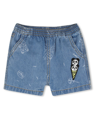 Blue Denim Panda Ice Cream Short