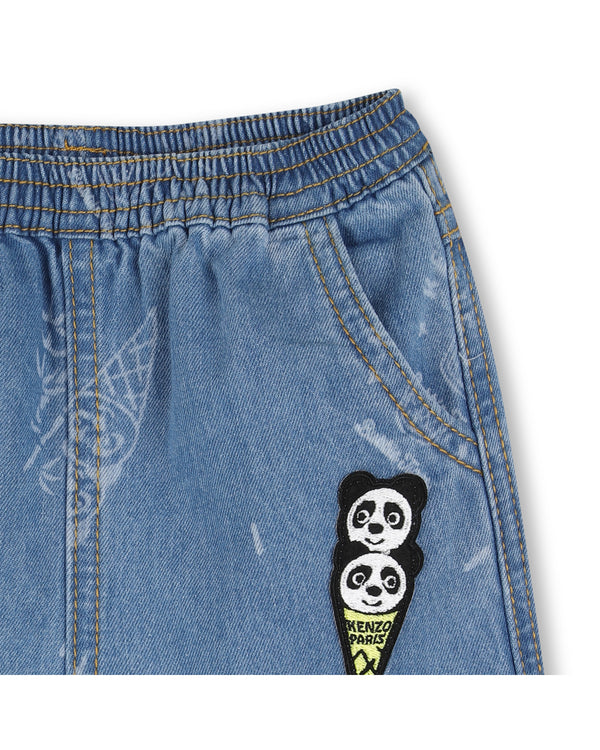 Blue Denim Panda Ice Cream Short