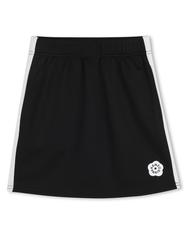Black Flower Logo Jersey Skirt