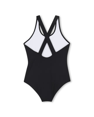Black Flower Logo Swimsuit