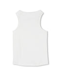 White Ribbed Flower Logo Tank Top