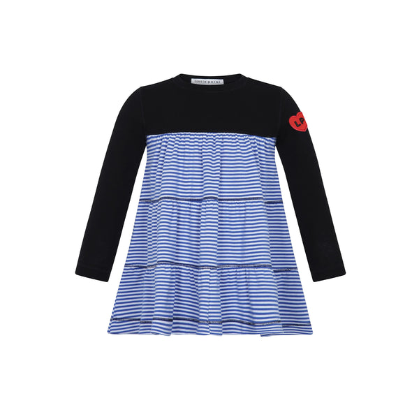 Royal Blue and White Varsity Long Sleeve Dress