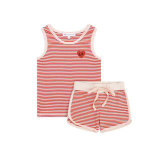 Coral and Pink Striped Tank Set