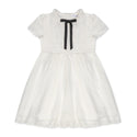 White Evening Bow Short Sleeve Dress