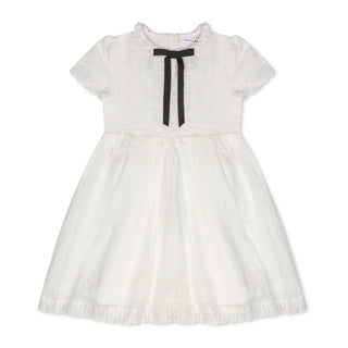 White Evening Bow Short Sleeve Dress