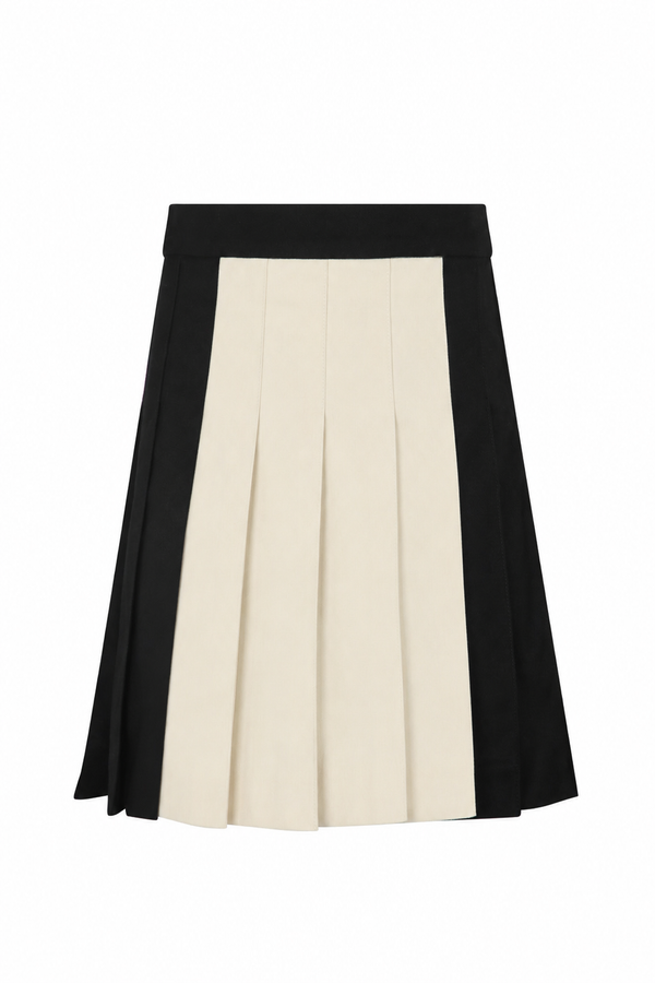 Black Two Tone Pleated Skirt