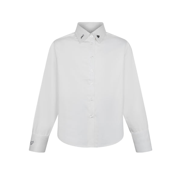 Teen White Elegant Embroidered Shirt