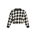 Black and White Argyle Crewneck