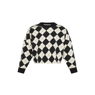 Black and White Argyle Crewneck