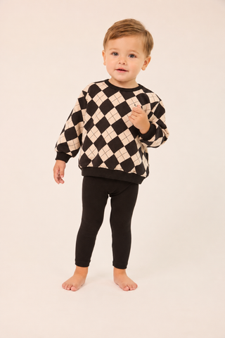 Black Argyle Sweatshirt and Leggings Set