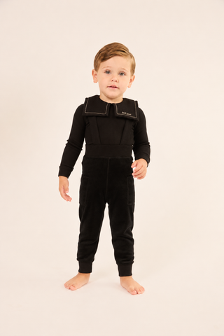 Black Velour Onesie and Overall Set