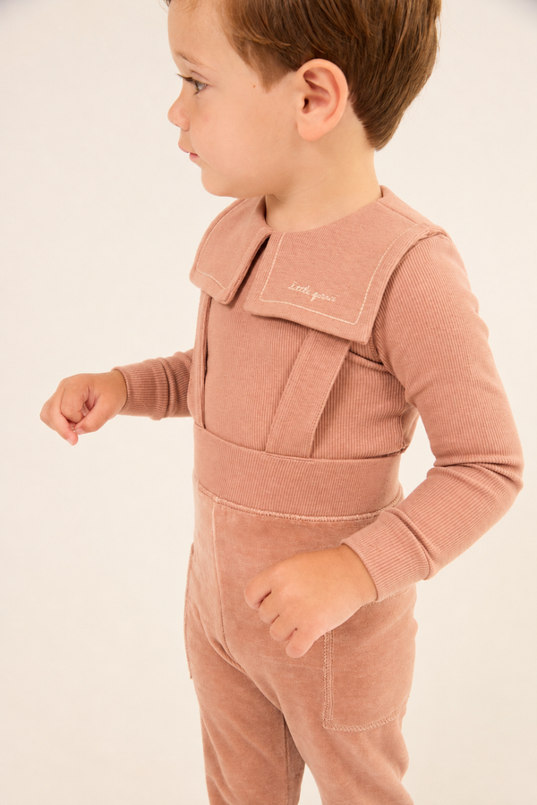 Pink Velour Onesie and Overall Set