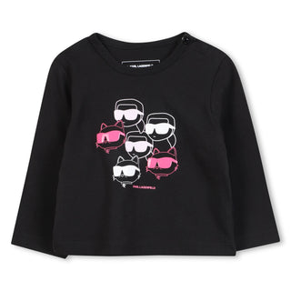 Black and Pink Baby Karl Long Sleeve Tee