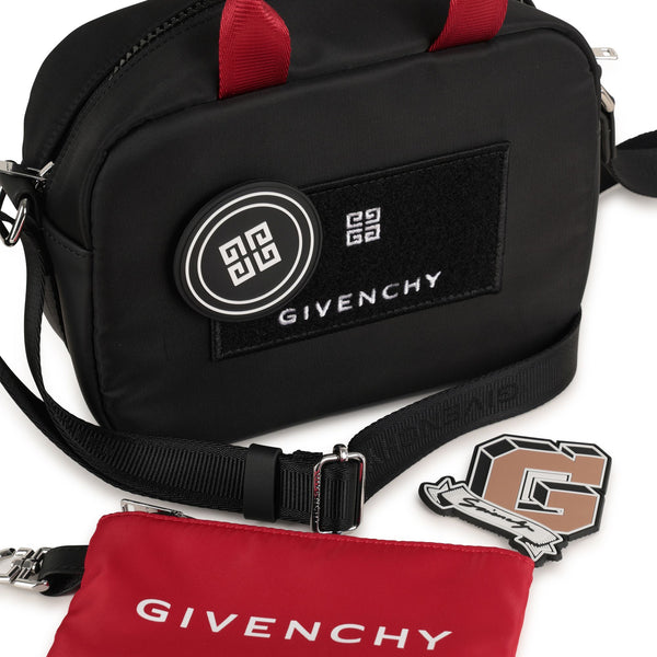 Black with Red Logo Pocket Messenger Bag