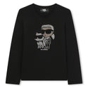 Black Rhinestone Karl and Choupette Long Sleeve Tee