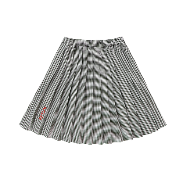 Black and White Gingham Pleated Skirt