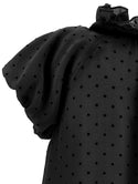 Black Polka Dot High Neck Ruffle Dress