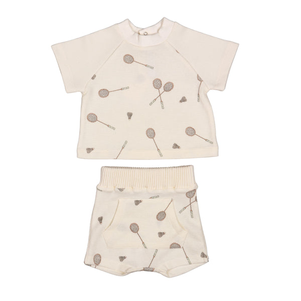 Cream Simon Badminton Print Shorts Set