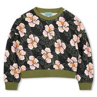 Green and Pink Flower Crewneck