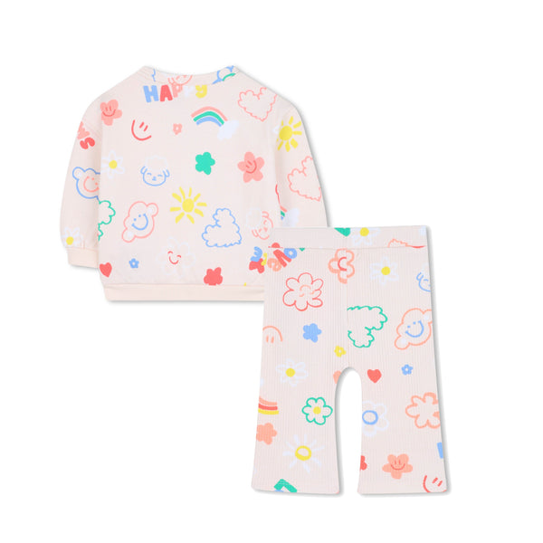 Pink Happy Print Crewneck and Pants