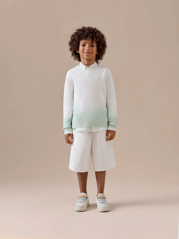 White and Green Tahar Sweater