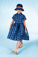MMS Navy Dressy Flower Embroidery Dress