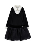 Black with White Frill Collar Dress