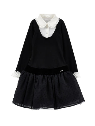 Black with White Frill Collar Dress