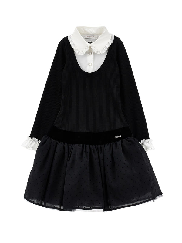 Black with White Frill Collar Dress