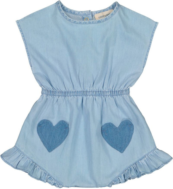 Light Blue Baby Heart Pocket Leya Romper