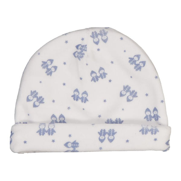 White and Blue Velvet Alllover Lutin Beanie