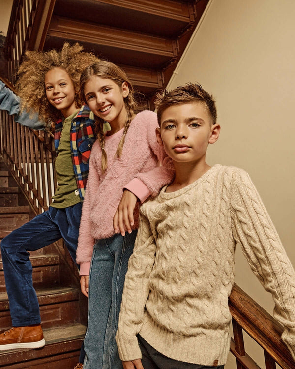 Oatmeal Fisherman Elbow Patch Sweater