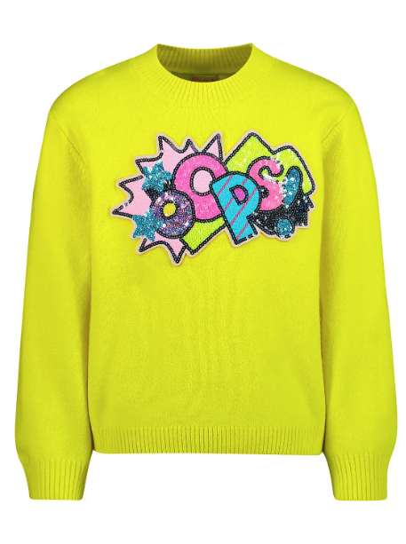 Lime 'Oops' Sequin Graphic Sweater