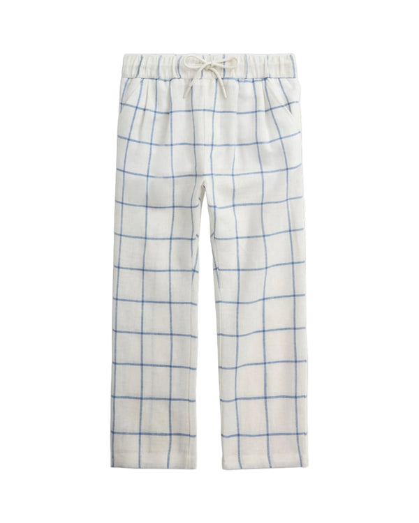 White and Blue Windowpane Resort Pant