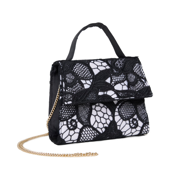 Black/White Macramé Handbag