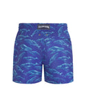 Blue Mens Sparkling Whales Swim Trunk