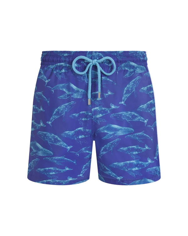 Blue Mens Sparkling Whales Swim Trunk