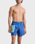 Blue Mens Sparkling Whales Swim Trunk