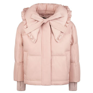 Pink Ruffle with Bow Collar Coat
