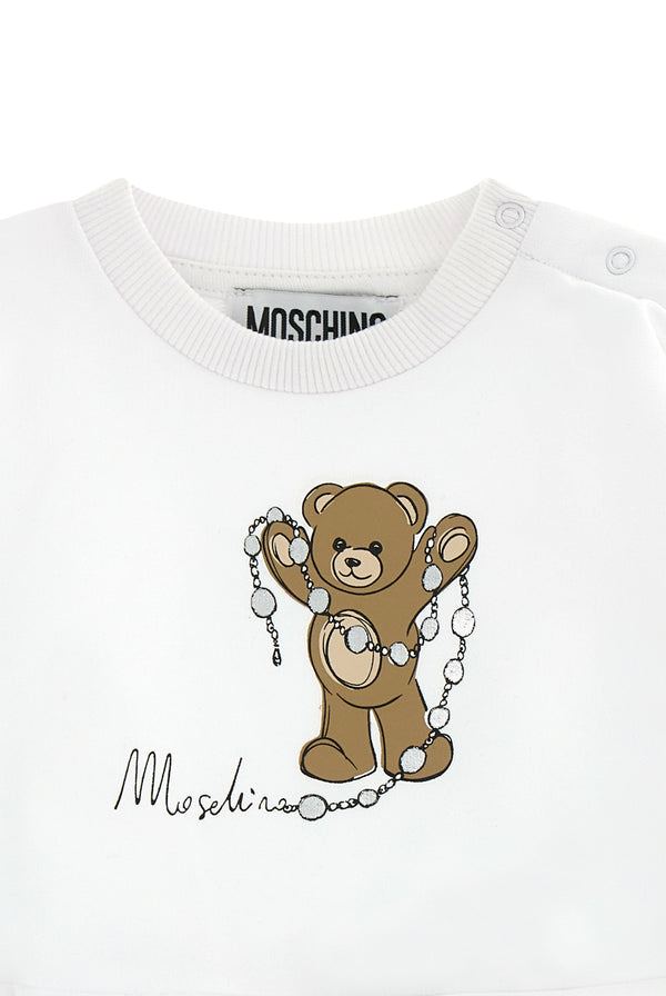 White Teddy Bear Peplum Sweatshirt