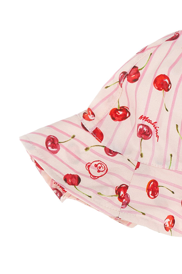 Pink Baby Striped Cherry Bucket Hat