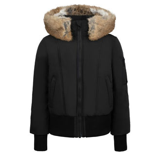Black with Brown Rabbit Hooded Coat